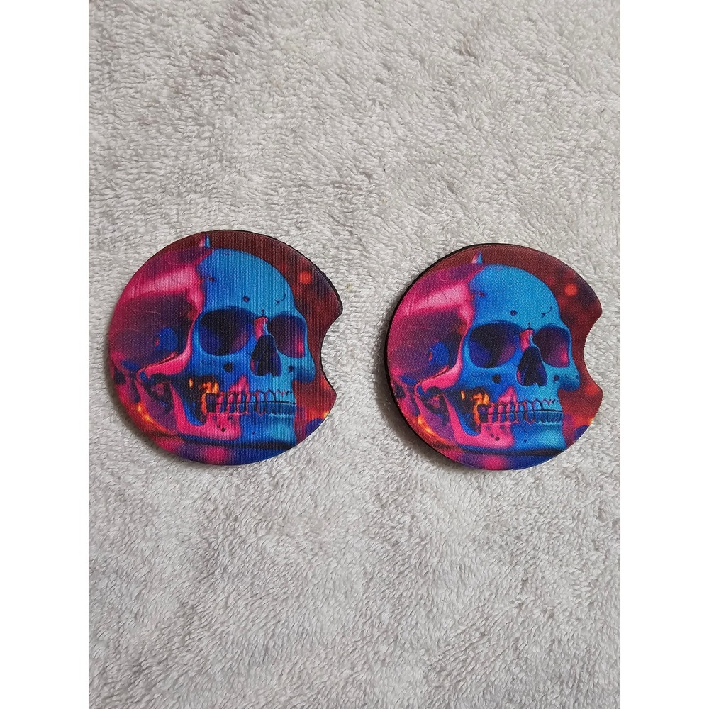 Skull Car Coasters - Gothic Drink Coasters - Car Cup Holder‎ Coasters